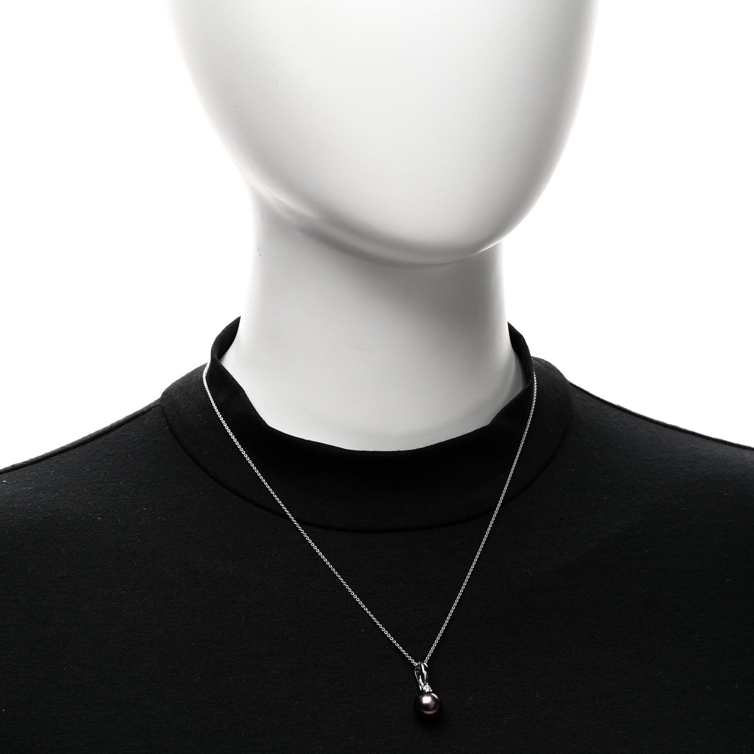Parker & West by FASHIONPHILE 14k 18K White Gold Diamond Tahitian Cultured Pearl 9.5-10mm Drop Pendant Necklace 2 of 4