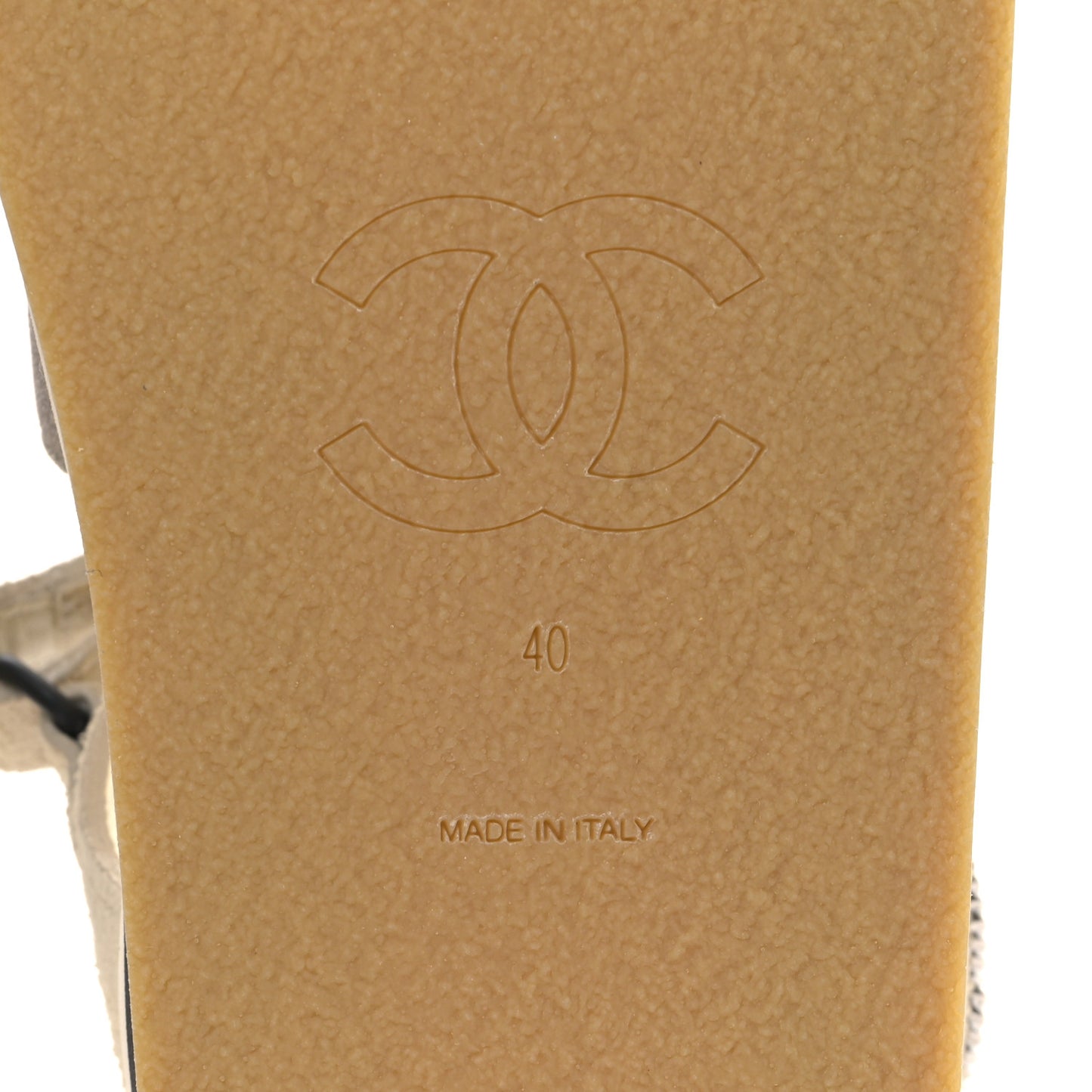 Suede Calfskin Velcro Flat Sandals 40 Ecru Dark Beige