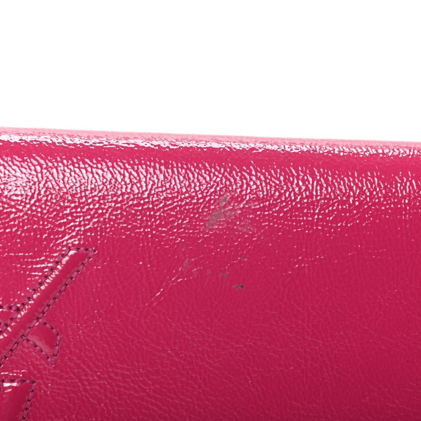 Textured Patent Monogram Large Belle De Jour Clutch Fuchsia