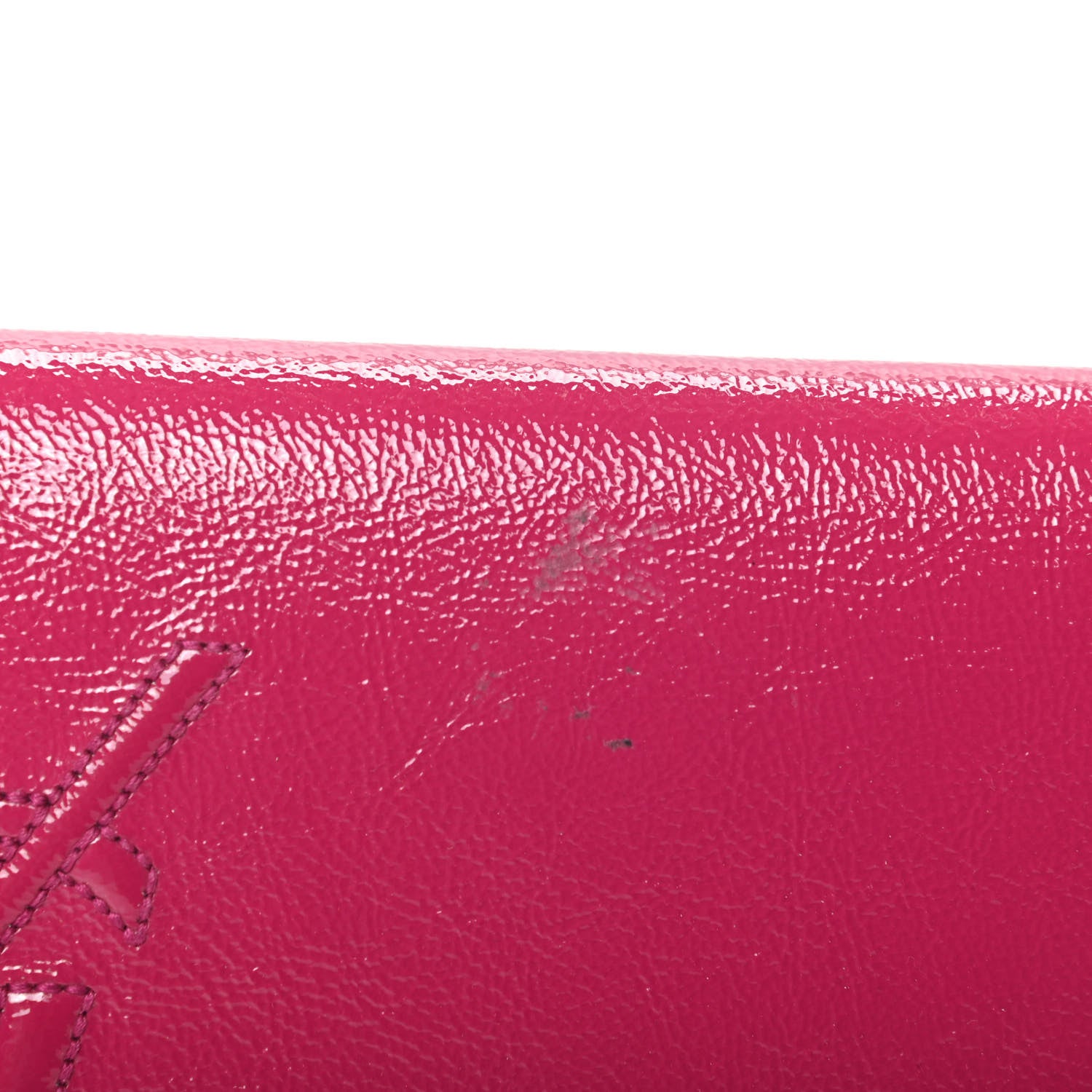 Saint Laurent Textured Patent Monogram Large Belle De Jour Clutch Fuchsia 8 of 8