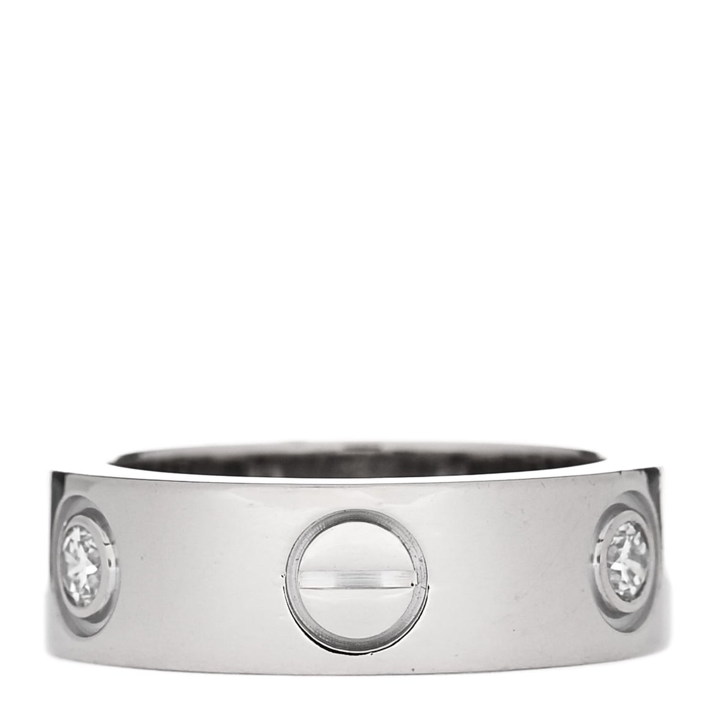 18K White Gold 3 Diamond 5.5mm LOVE Ring 46 3.75