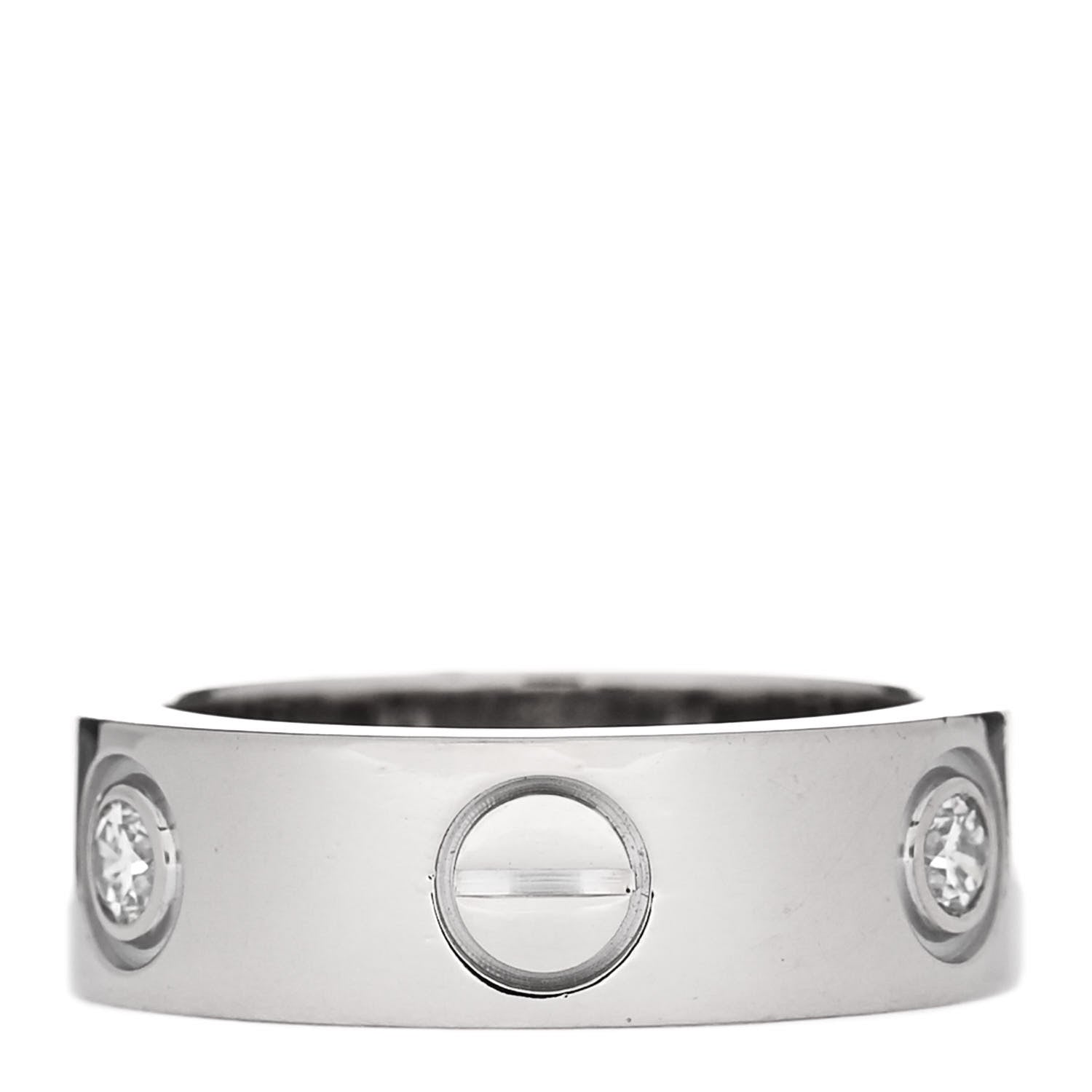 Cartier 18K White Gold 3 Diamond 5.5mm LOVE Ring 46 3.75 3 of 4