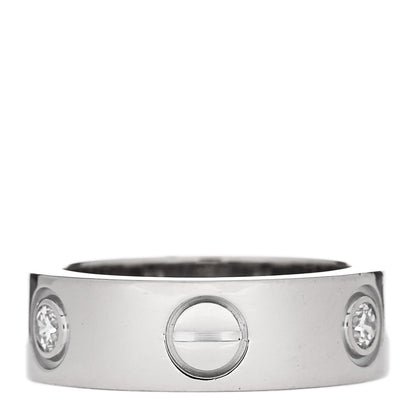 Cartier 18K White Gold 3 Diamond 5.5mm LOVE Ring 46 3.75 3 of 4