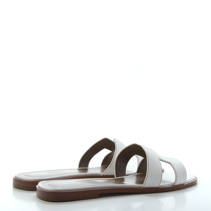 Hermes Box Calfskin Oran Sandals 40.5 White 3 of 4