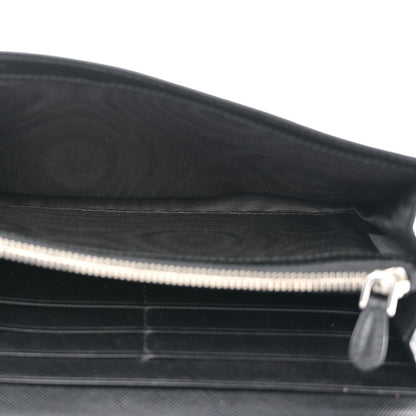 Prada Saffiano Triangle Continental Flap Wallet Black 5 of 9