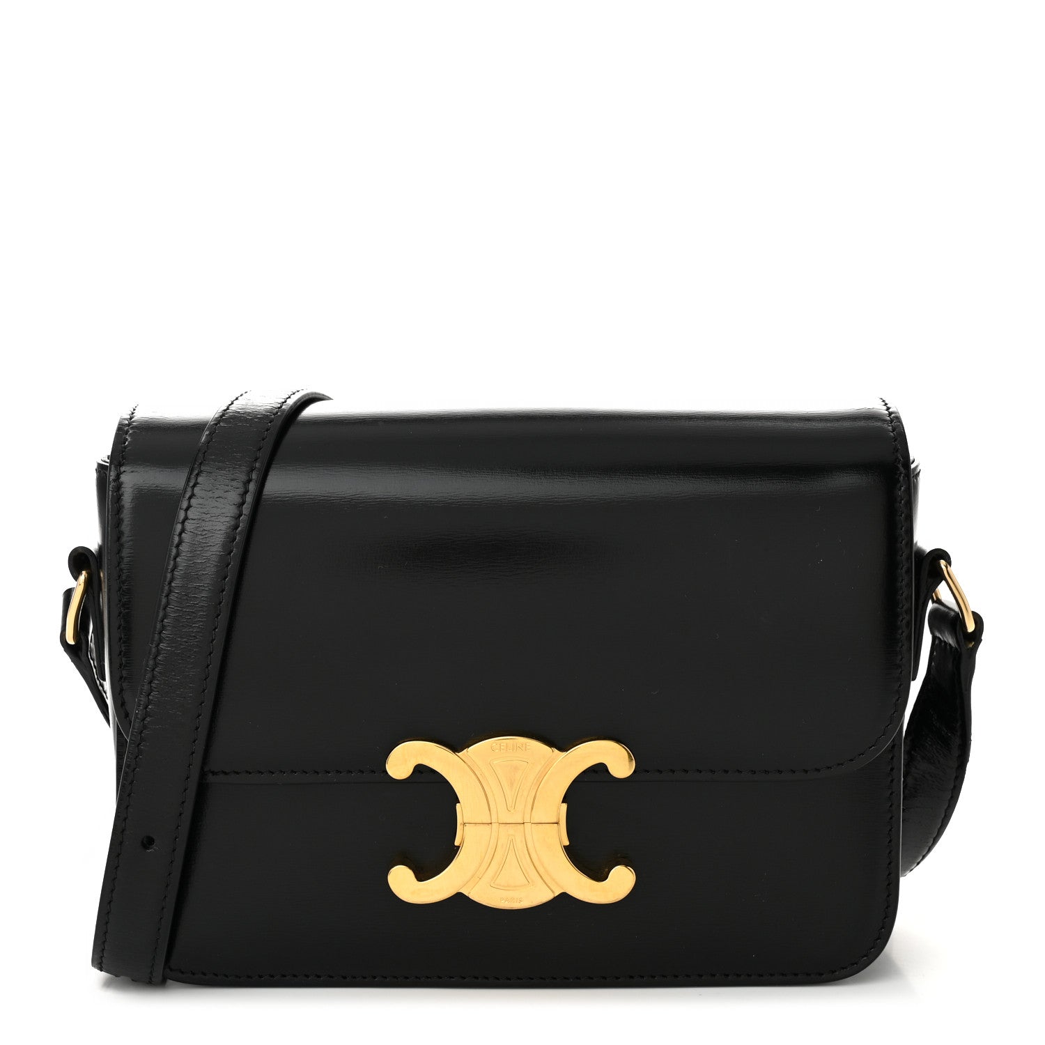 Celine Shiny Calfskin Teen Triomphe Black 1 of 10