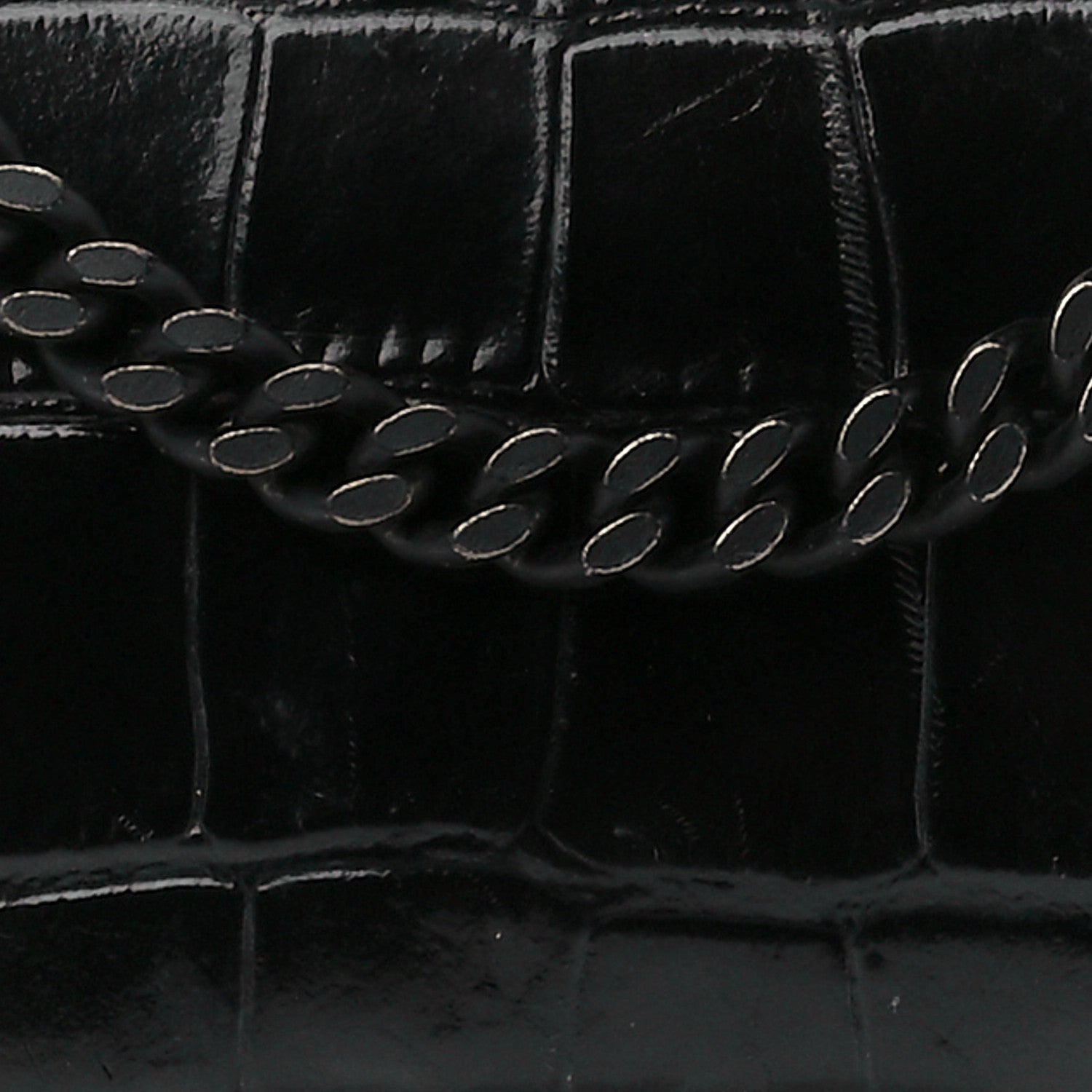 Balenciaga Shiny Calfskin Monochrome Crocodile Embossed Hourglass Chain Bag Black 10 of 13