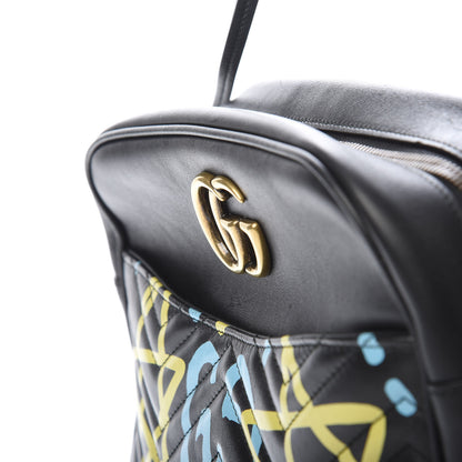 Gucci Calfskin Matelasse GucciGhost Medium GG Marmont Chain Shoulder Bag Black New Acquamarine 12 of 14