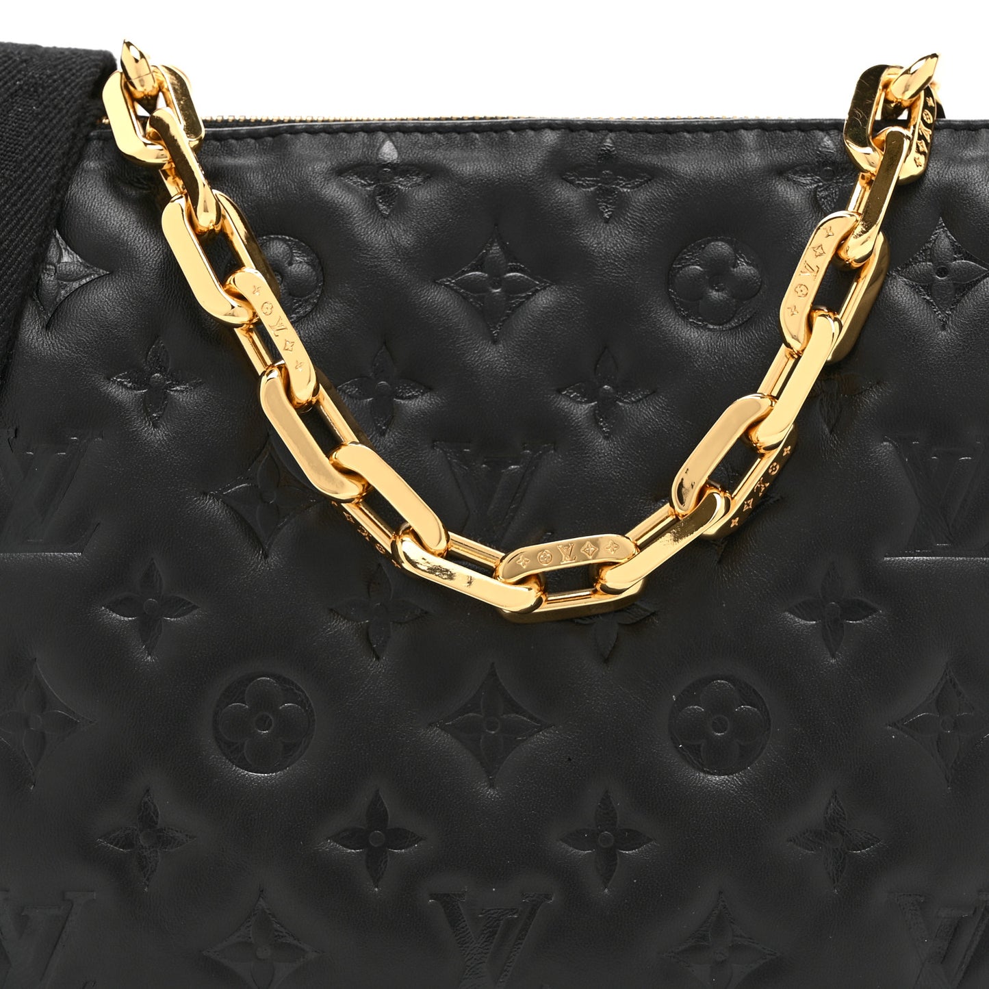 Lambskin Embossed Monogram Coussin PM Black
