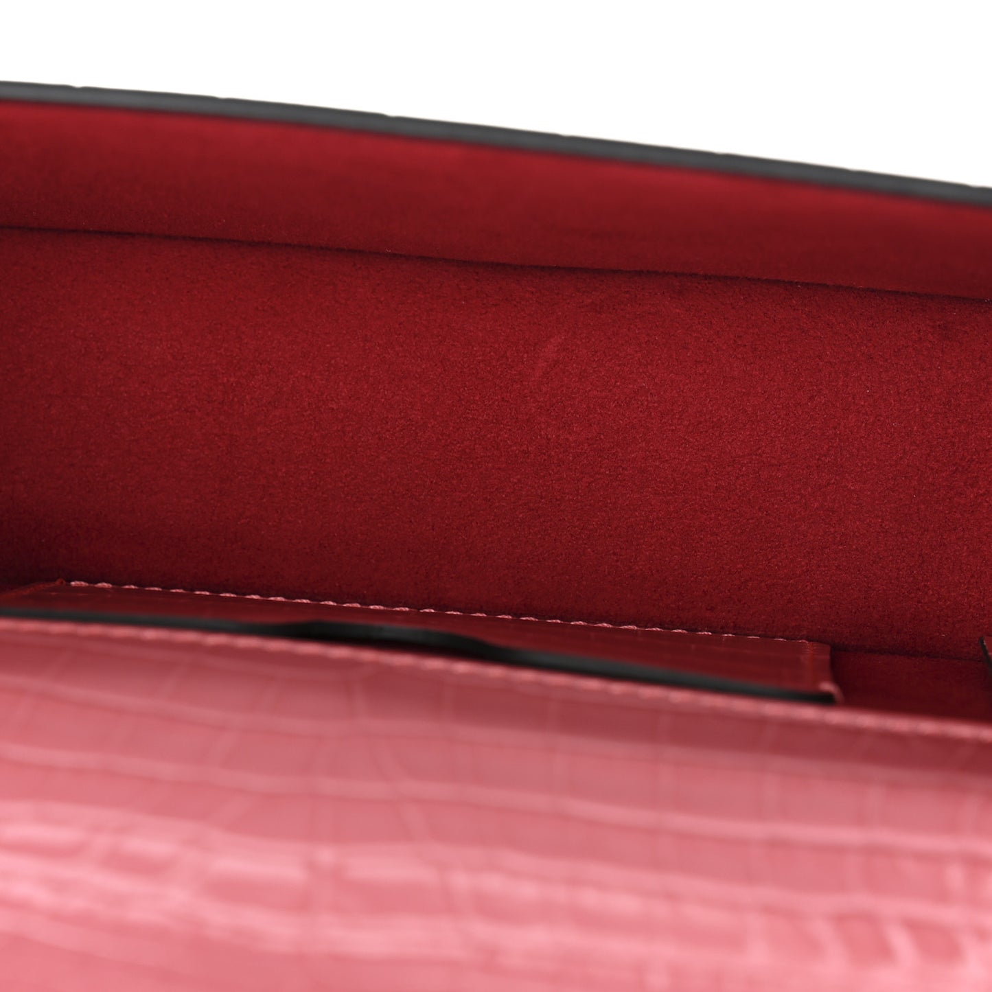 Calfskin Crocodile Embossed Mini Jeweled Knuckle Satchel Pink