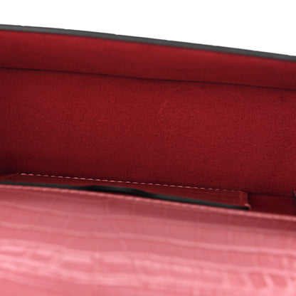 Alexander McQueen Calfskin Crocodile Embossed Mini Jeweled Knuckle Satchel Pink 5 of 10