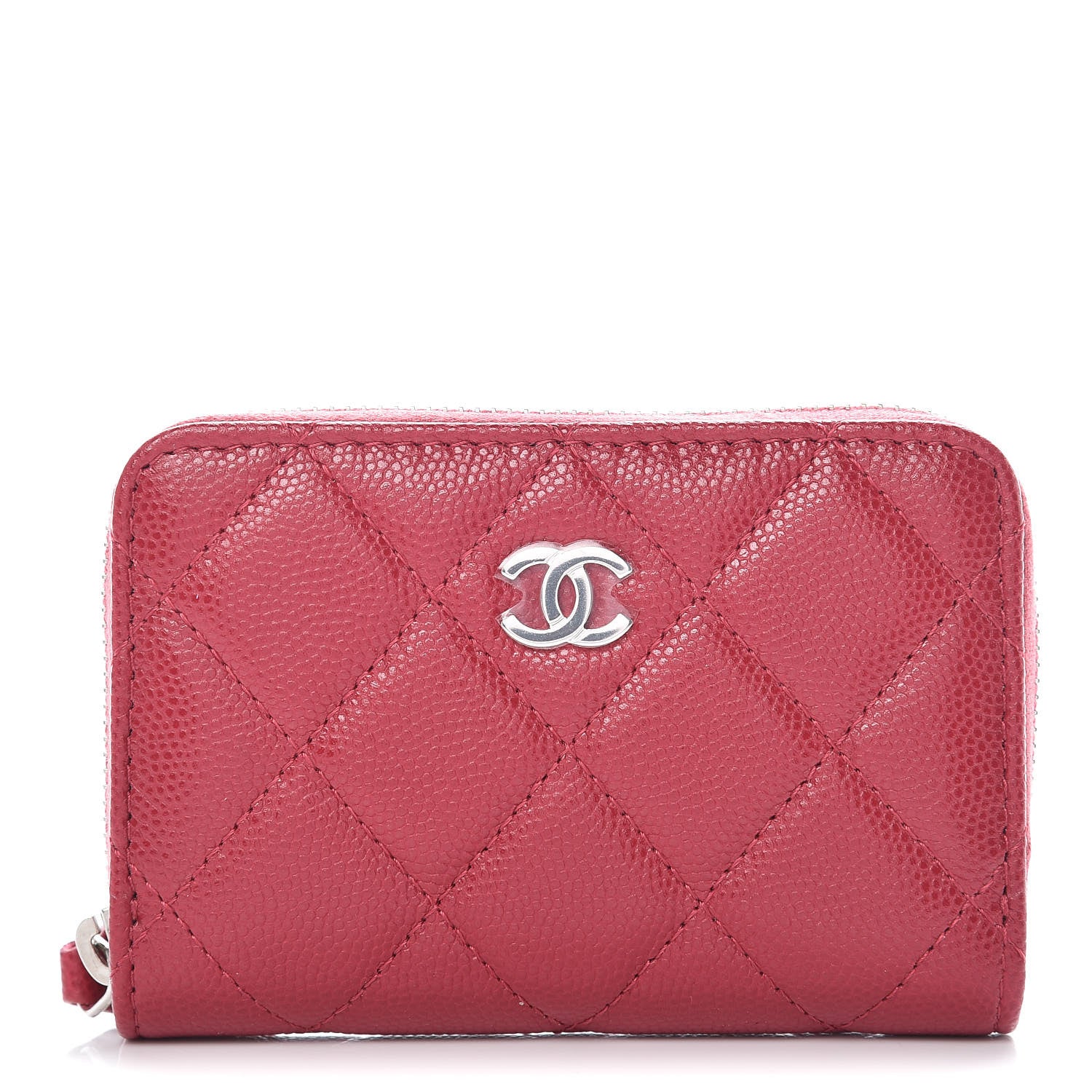Chanel Caviar Quilted Zip Coin Purse Dark Pink 1 of 10
