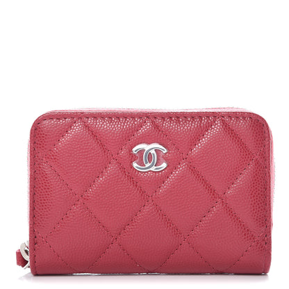 Chanel Caviar Quilted Zip Coin Purse Dark Pink 1 of 10