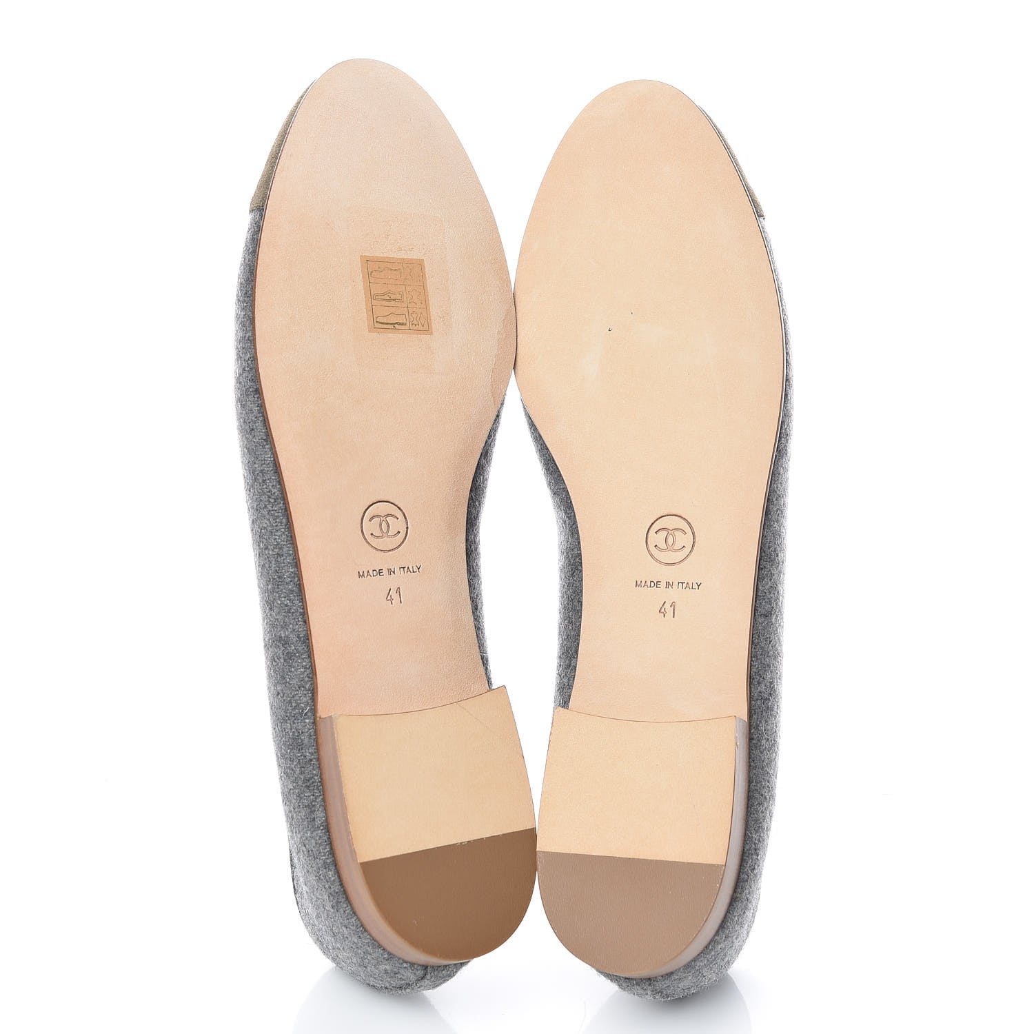 Chanel Felt Suede Cap Toe CC Ballerina Flats 41 Grey Beige 5 of 9