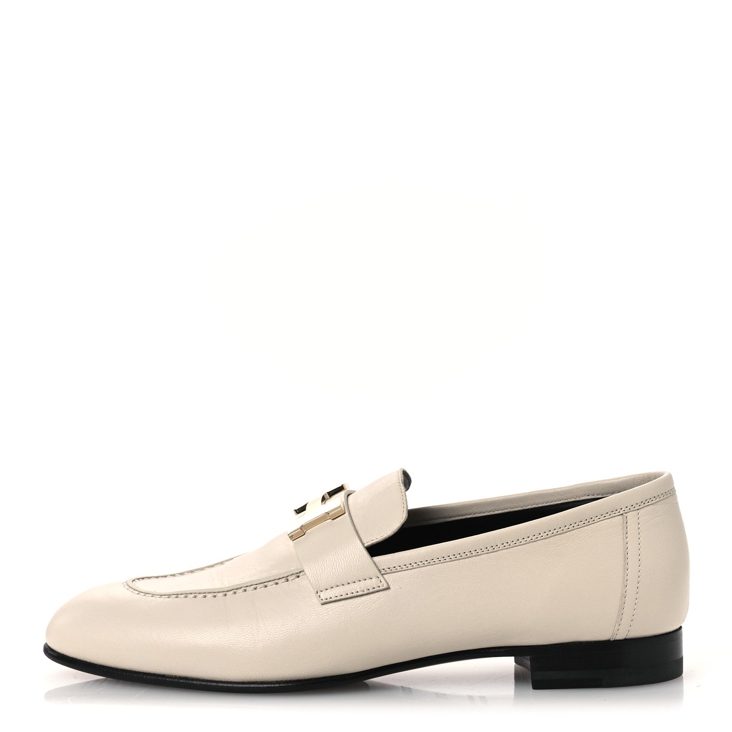 Hermes Goatskin Womens Paris Loafers 37.5 Beige Glaise 1 of 11