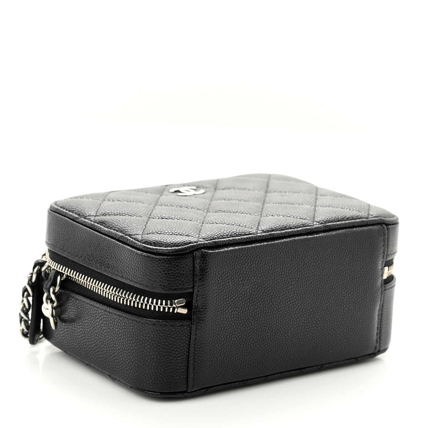 Caviar Quilted CC Vanity Case With Chain Black
