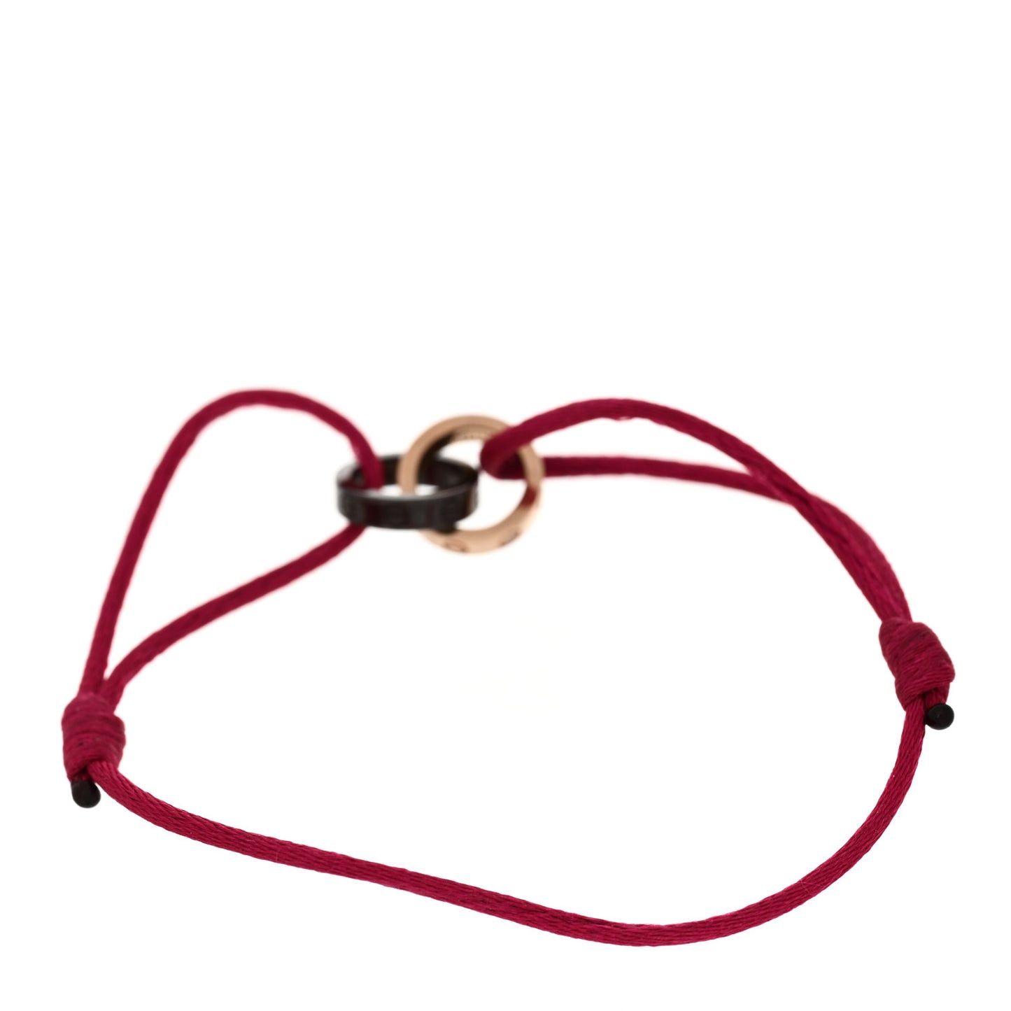 18K Pink Gold Ceramic 4 Diamond LOVE Cord Bracelet Hot Pink