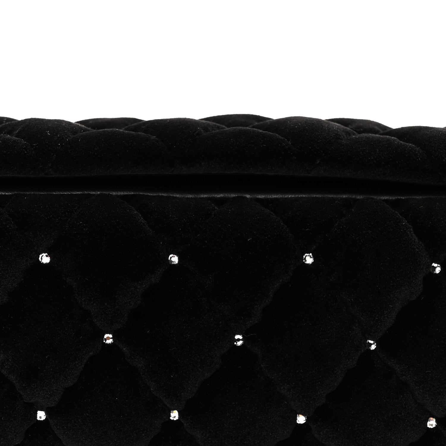 Chanel Velvet Diamanté Quilted Wristlet Clutch Black 1881287