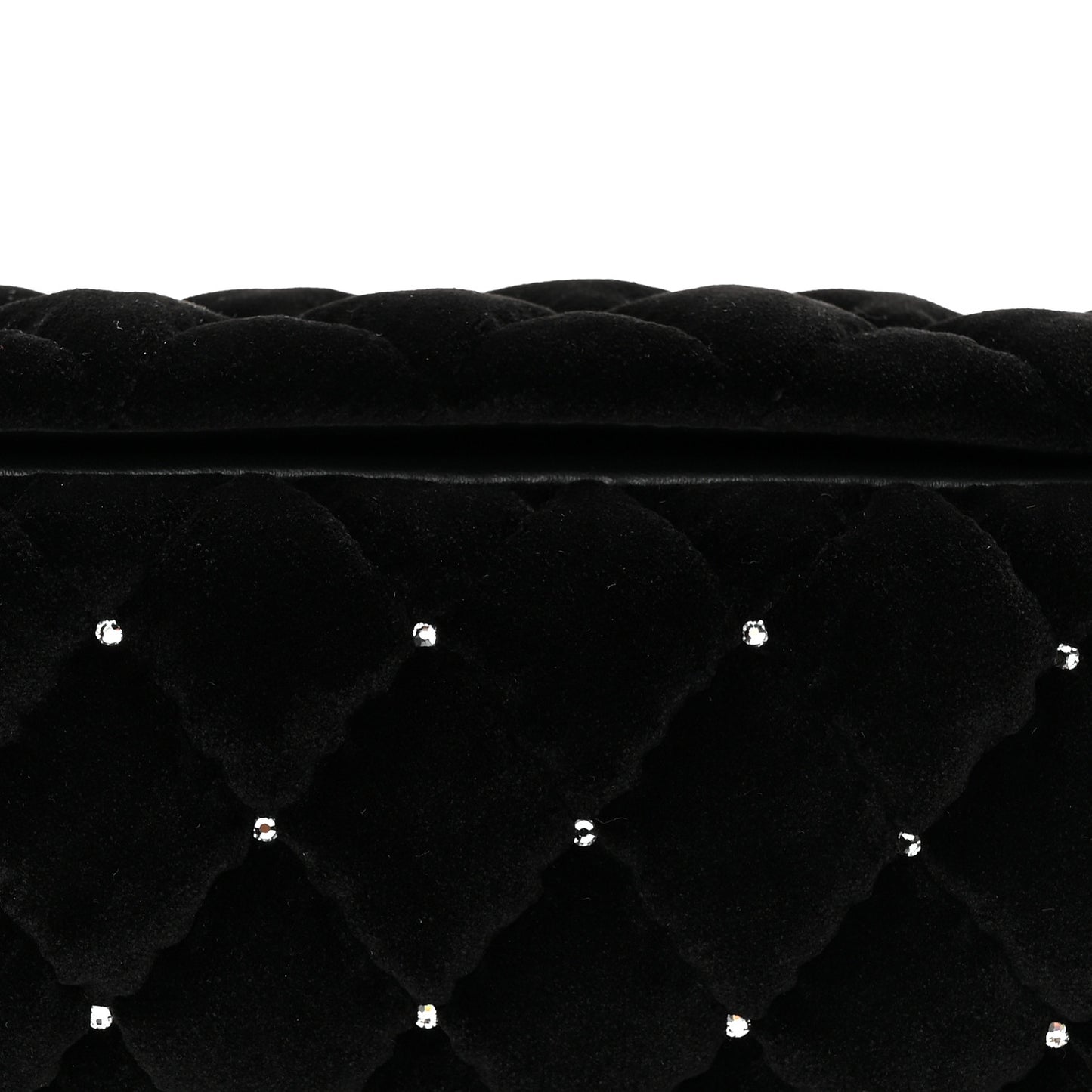 Velvet Diamanté Quilted Wristlet Clutch Black