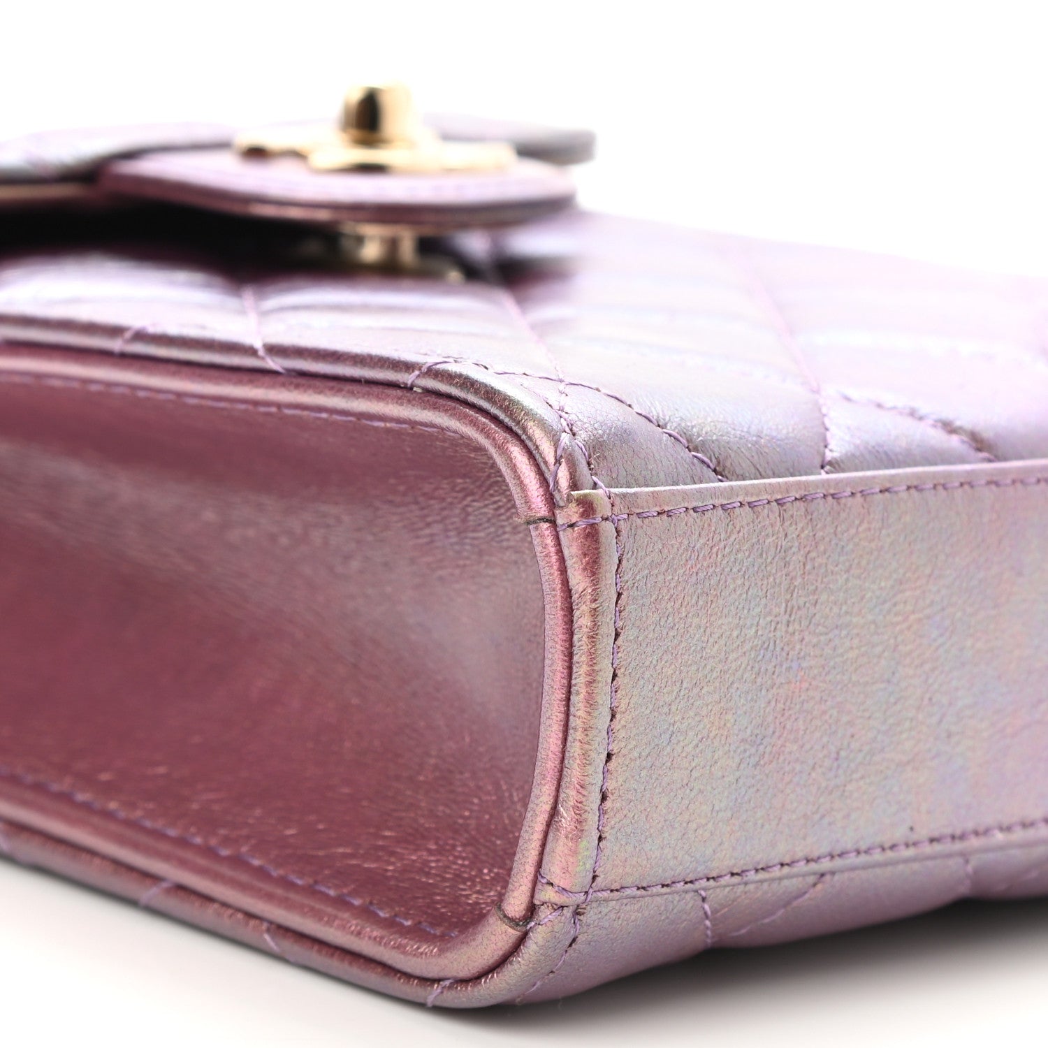 Chanel Iridescent Lambskin Quilted CC Phone Holder Purple 10 of 11
