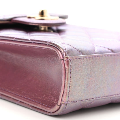 Chanel Iridescent Lambskin Quilted CC Phone Holder Purple 10 of 11