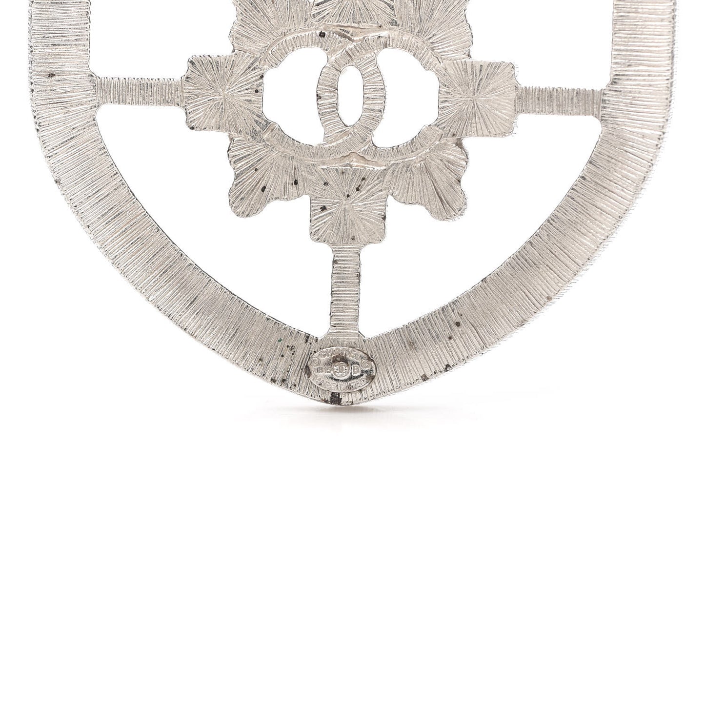 Swarovski Baguette Crystal CC Shield Brooch Silver