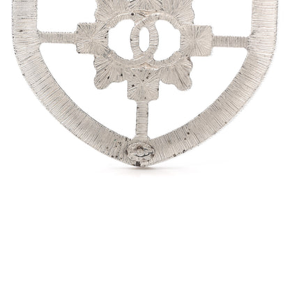 Chanel Swarovski Baguette Crystal CC Shield Brooch Silver 4 of 4
