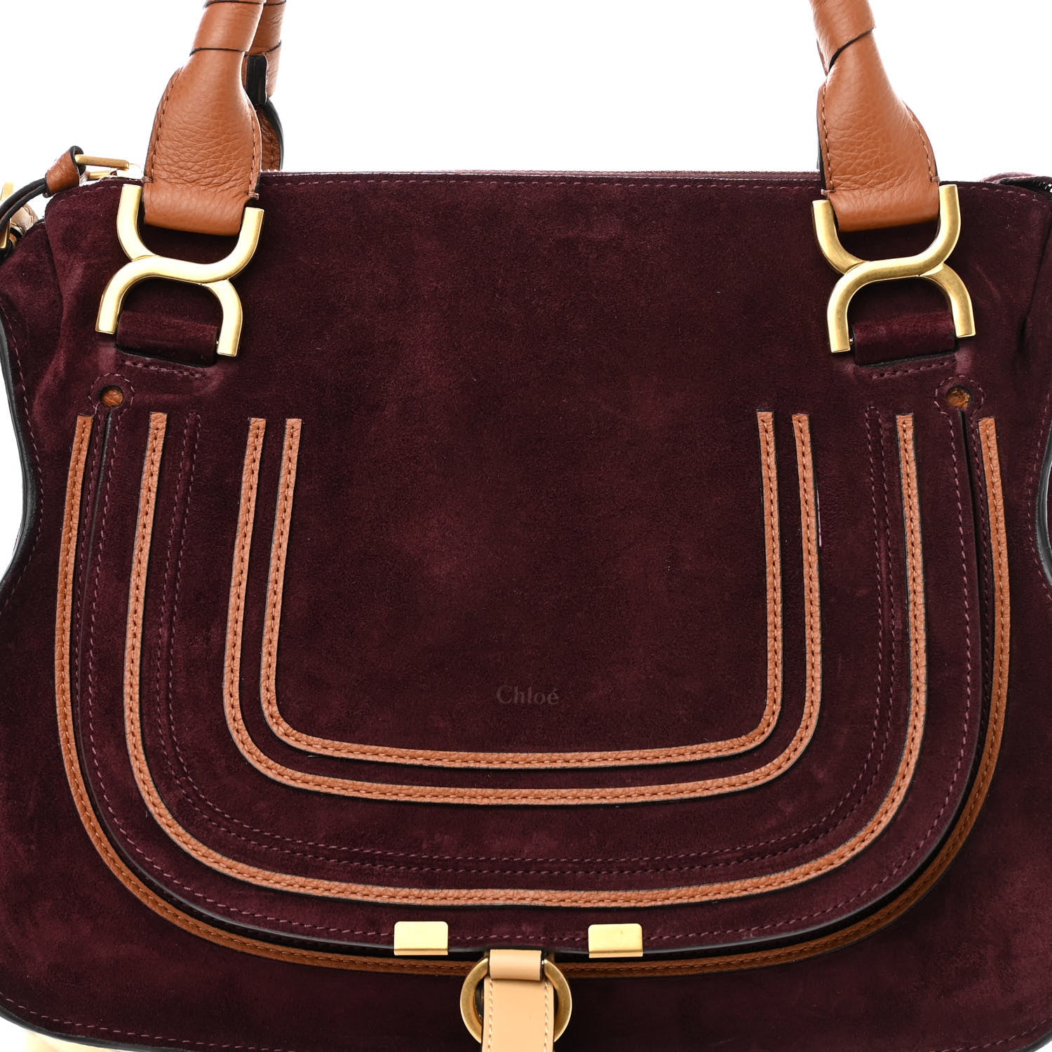 Chloe Suede Calfskin Braided Medium Marcie Double Carry Burgundy 8 of 12