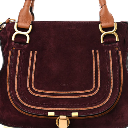 Chloe Suede Calfskin Braided Medium Marcie Double Carry Burgundy 8 of 12