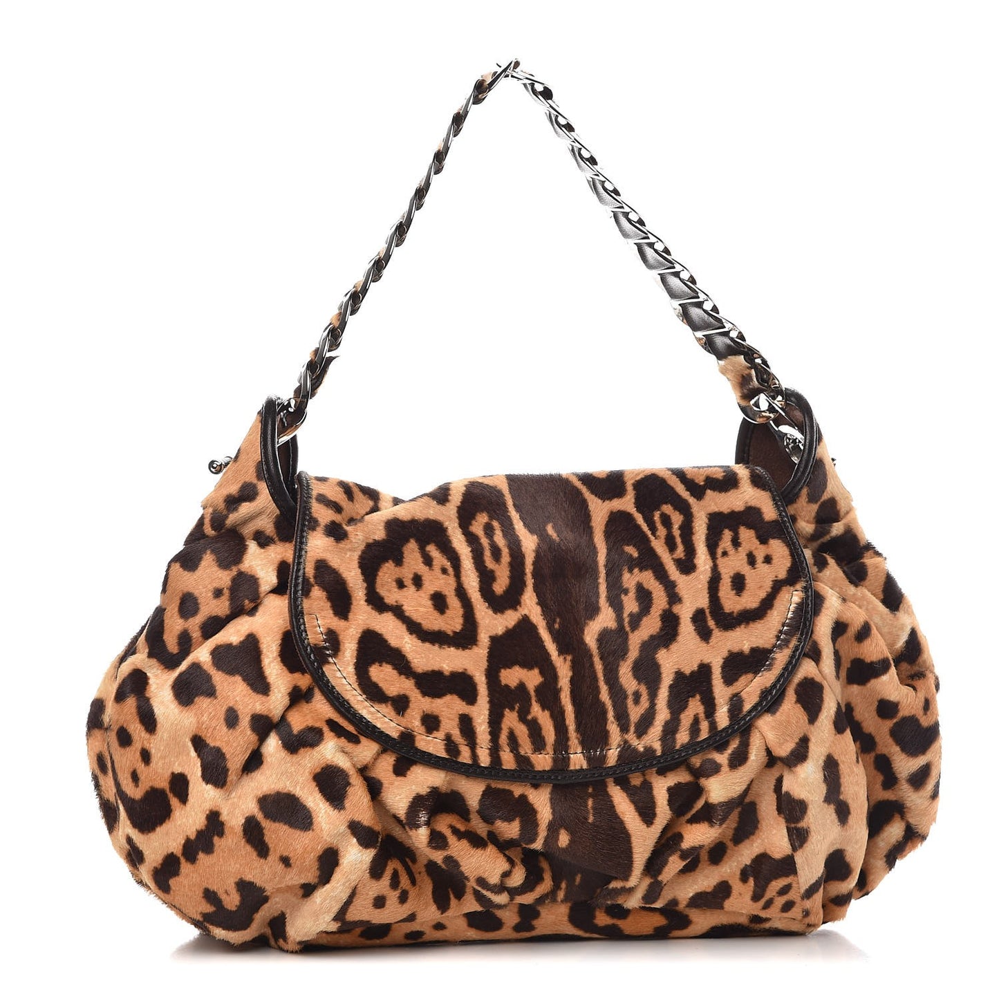 Pony Hair Leopard Print Jazzclub Shoulder Bag