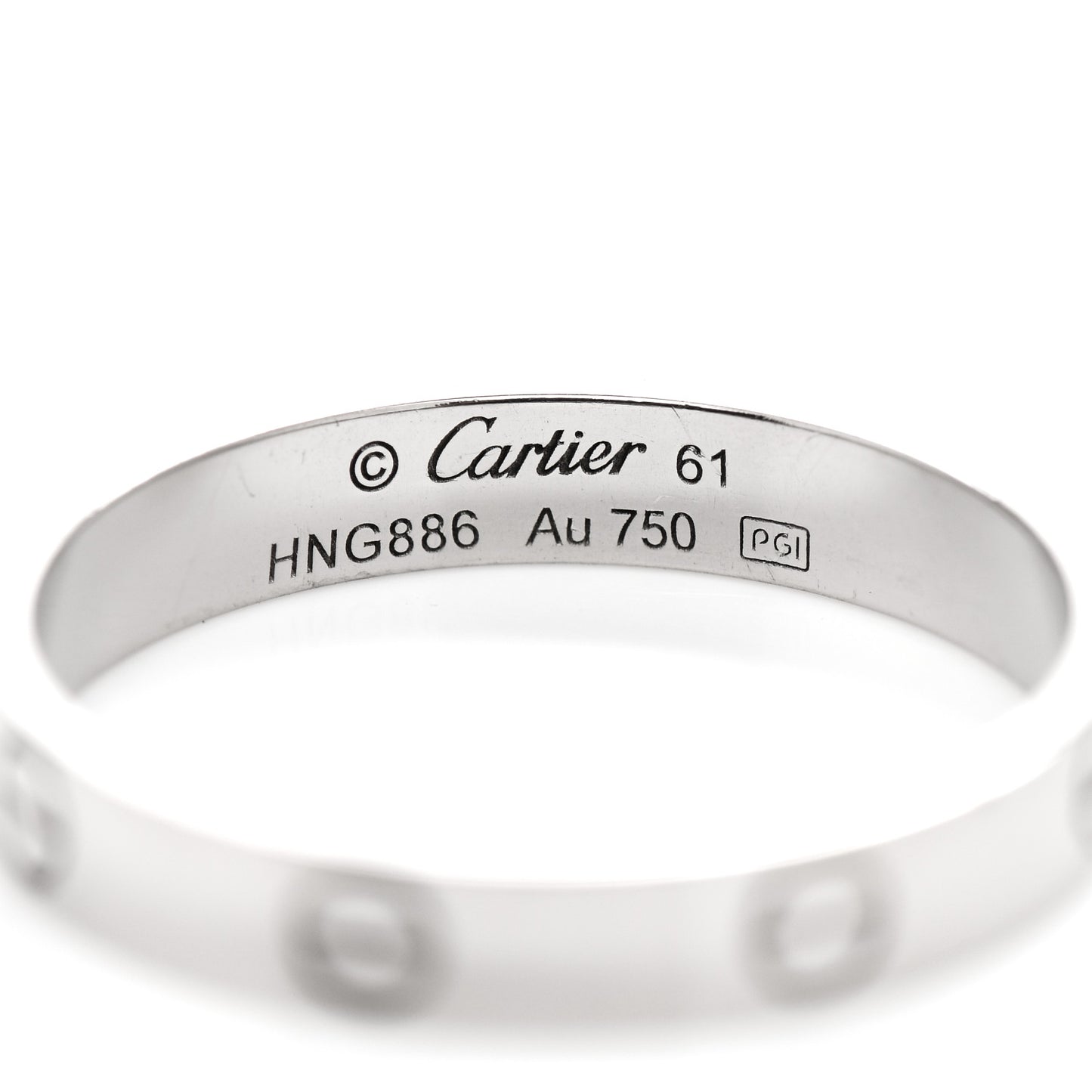 18K White Gold 3.5mm LOVE Wedding Band Ring 61 9.75
