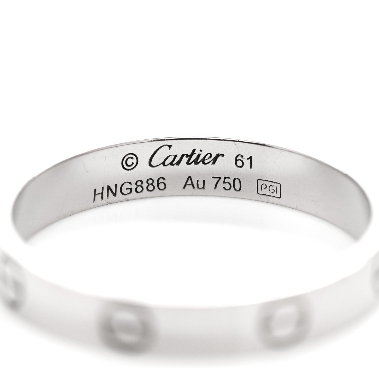 Cartier 18K White Gold 3.5mm LOVE Wedding Band Ring 61 9.75 4 of 4
