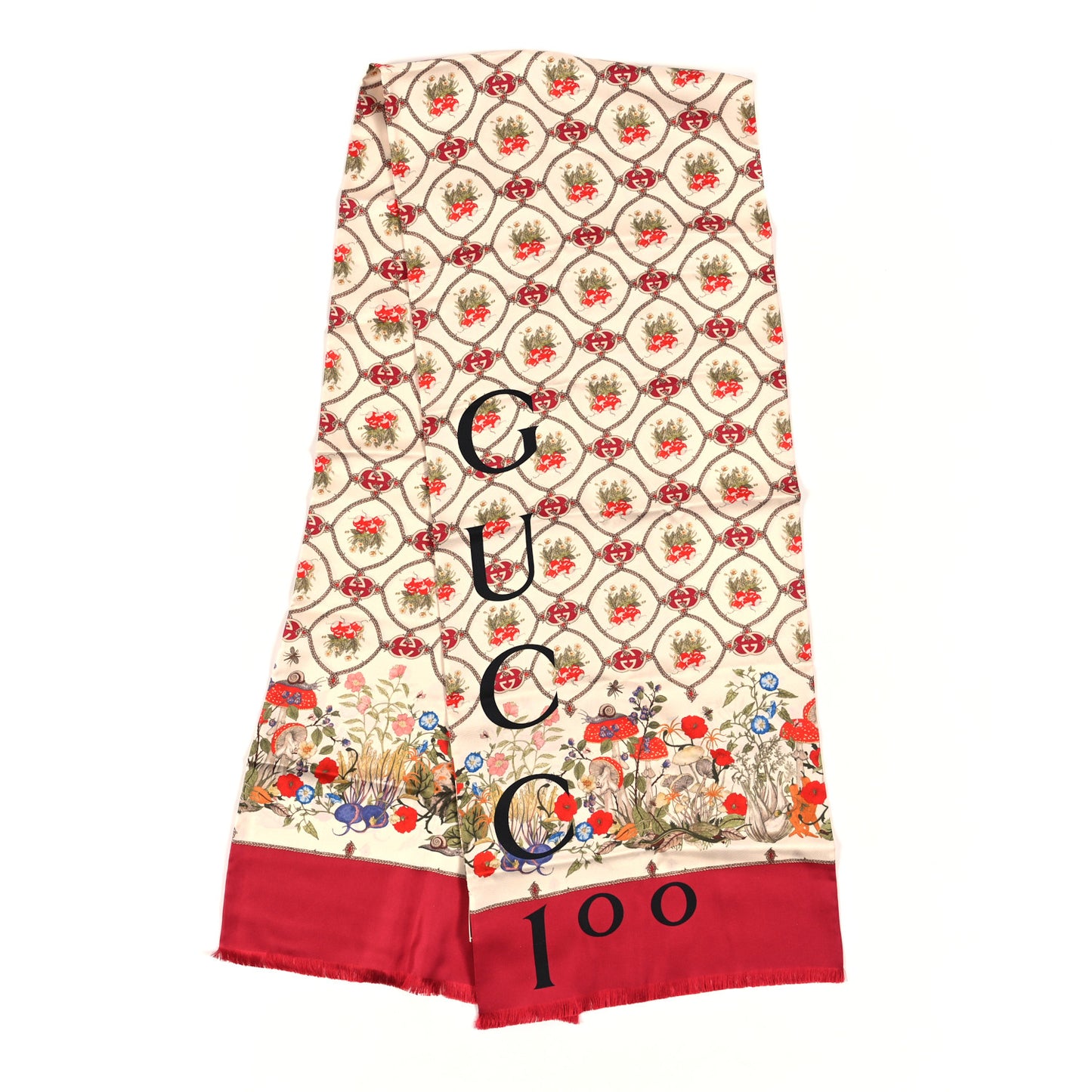 Silk Twill Lady Mix Long Scarf Red Pink