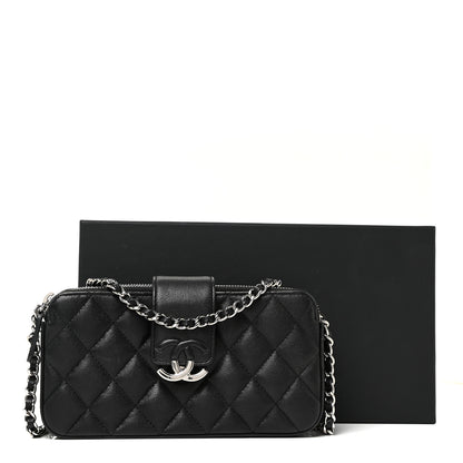 Chanel Lambskin Quilted CC Box Clutch With Chain Black 16 of 16