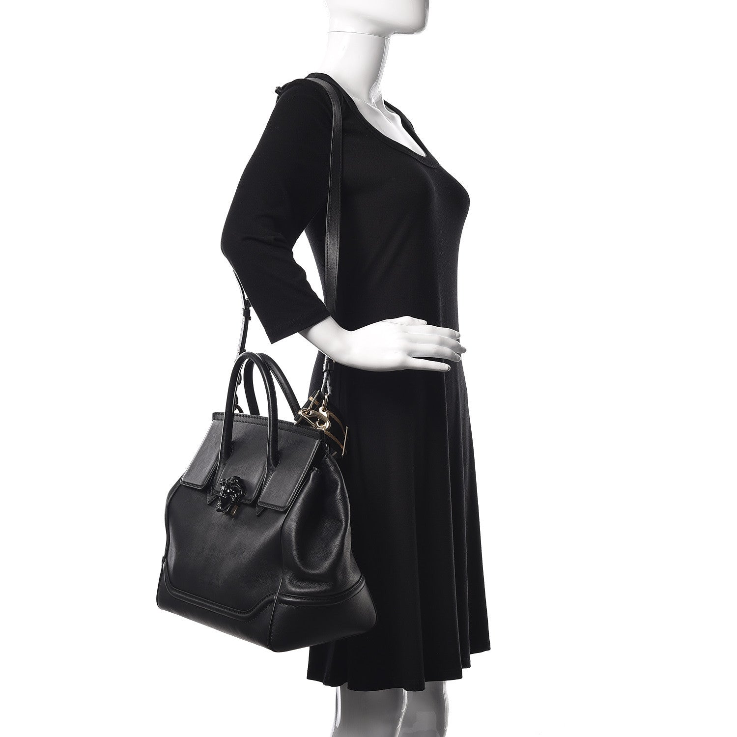 Versace Calfskin Large Palazzo Empire Bag Black 2 of 23