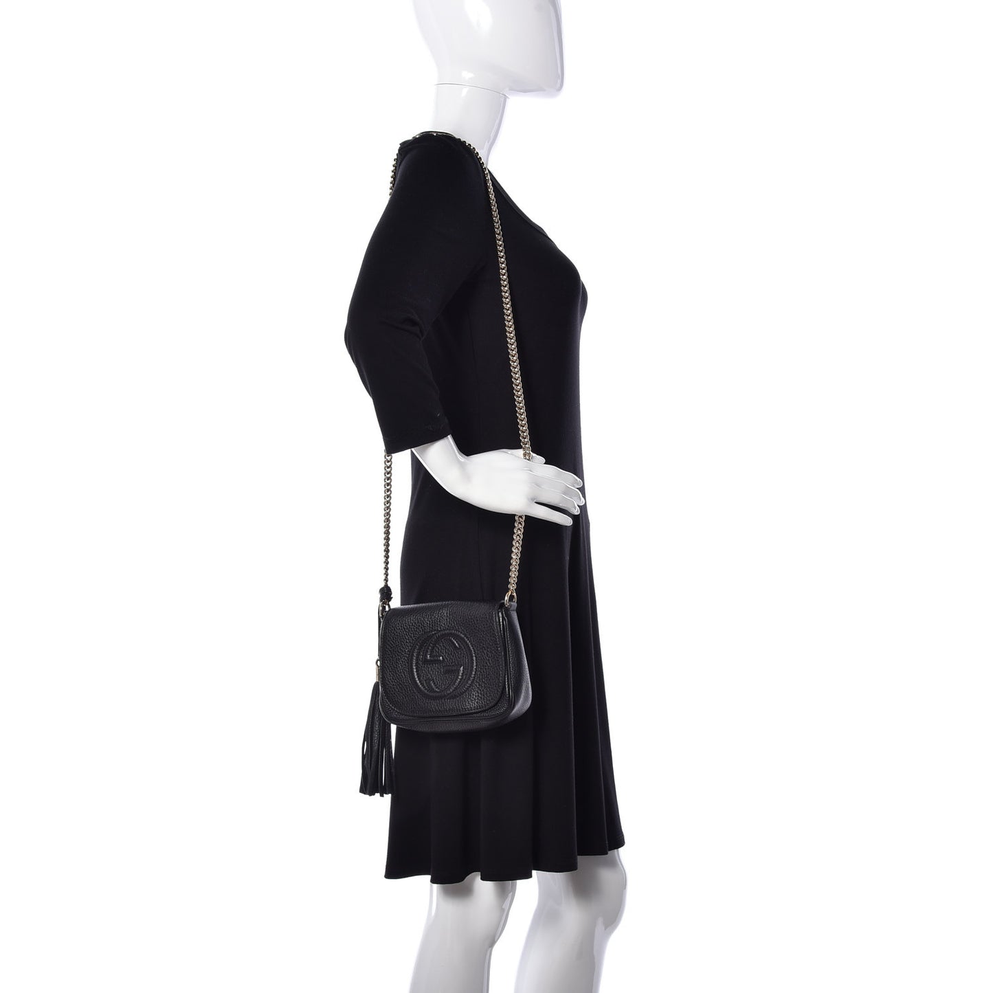 Pebbled Calfskin Small Soho Flap Crossbody Black