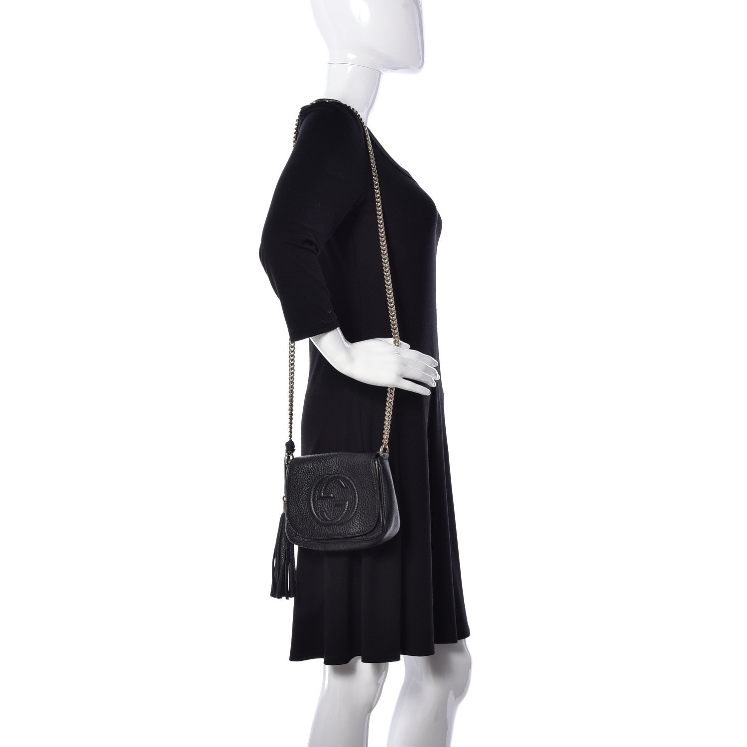 Gucci Pebbled Calfskin Small Soho Flap Crossbody Black 2 of 9