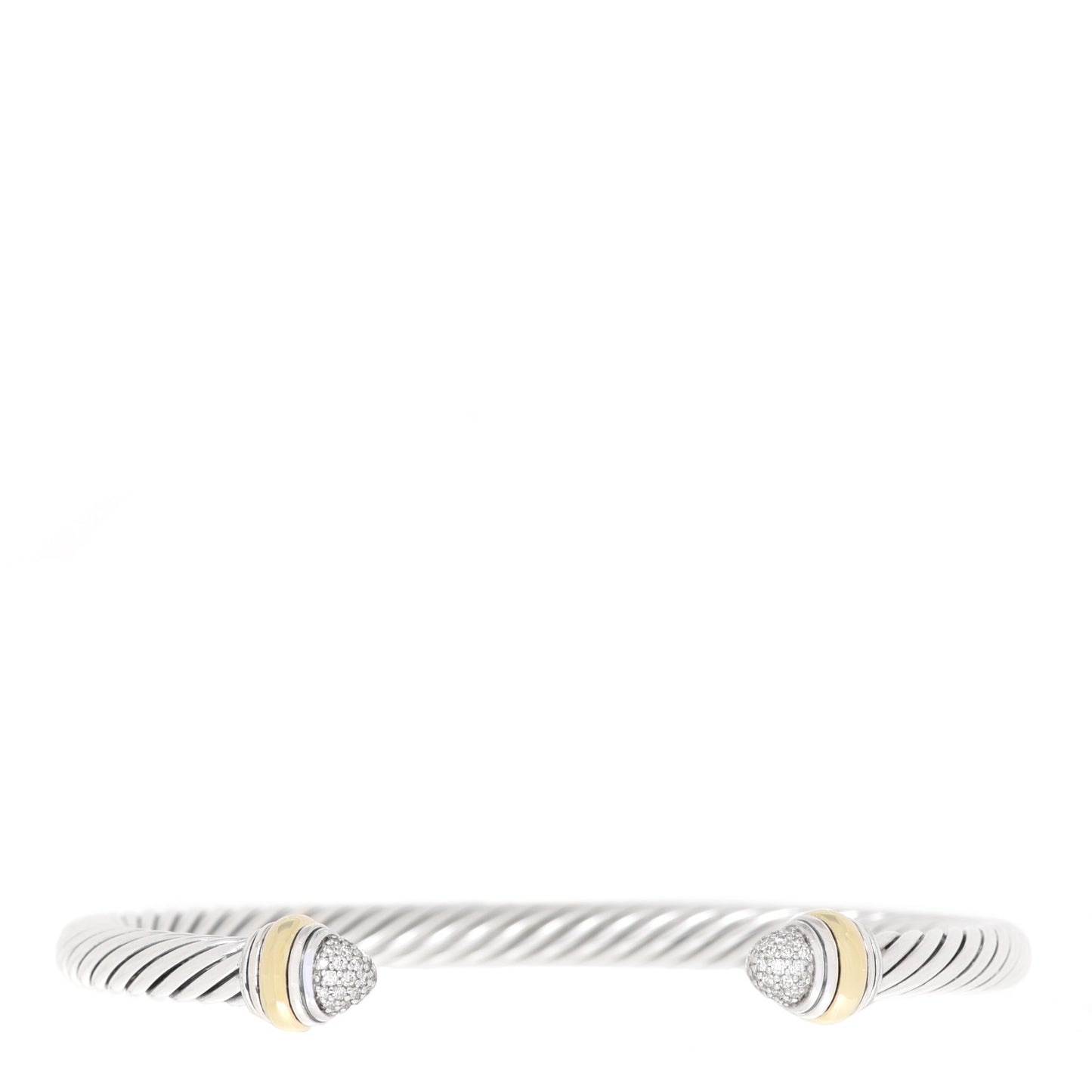Sterling Silver 14K Yellow Gold Diamond 5mm Cable Classics Bracelet