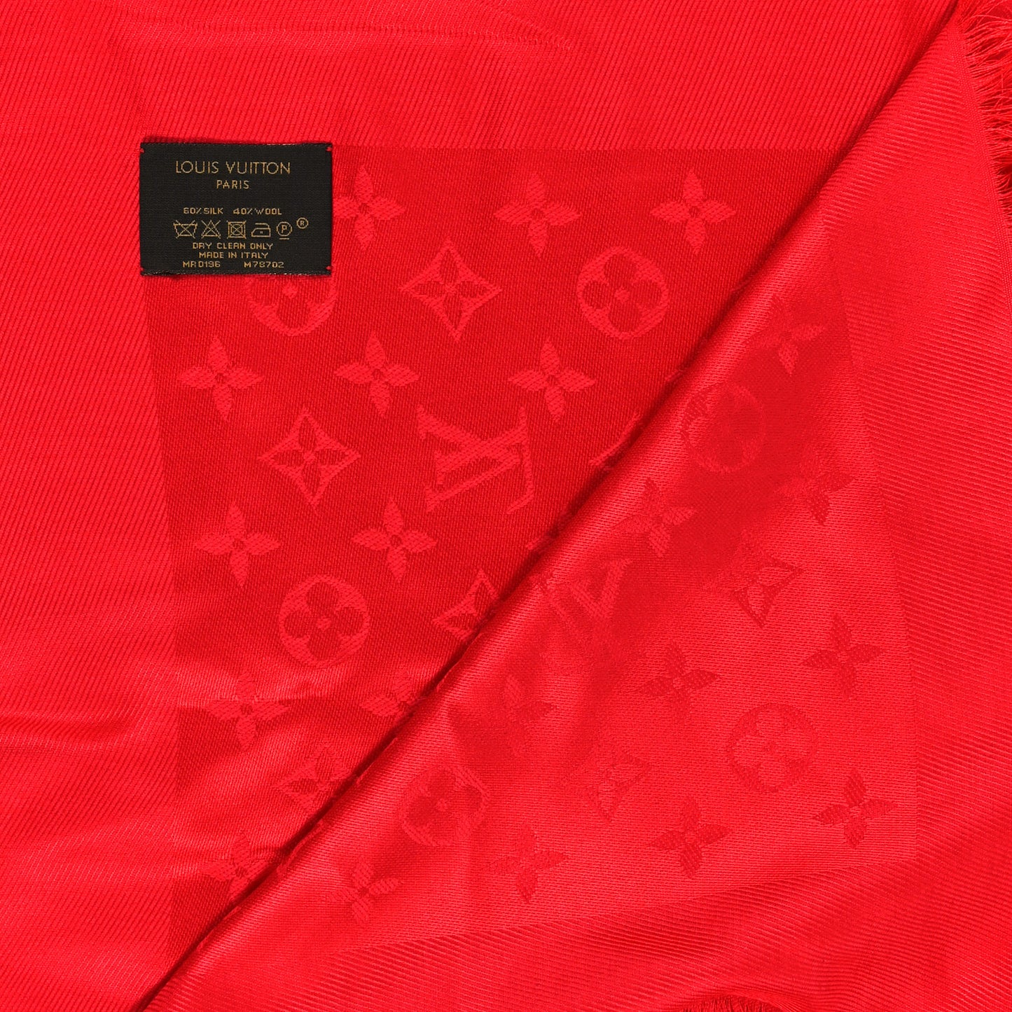 LOUIS VUITTON Silk Wool Monogram Shawl Pomme D'Amour
