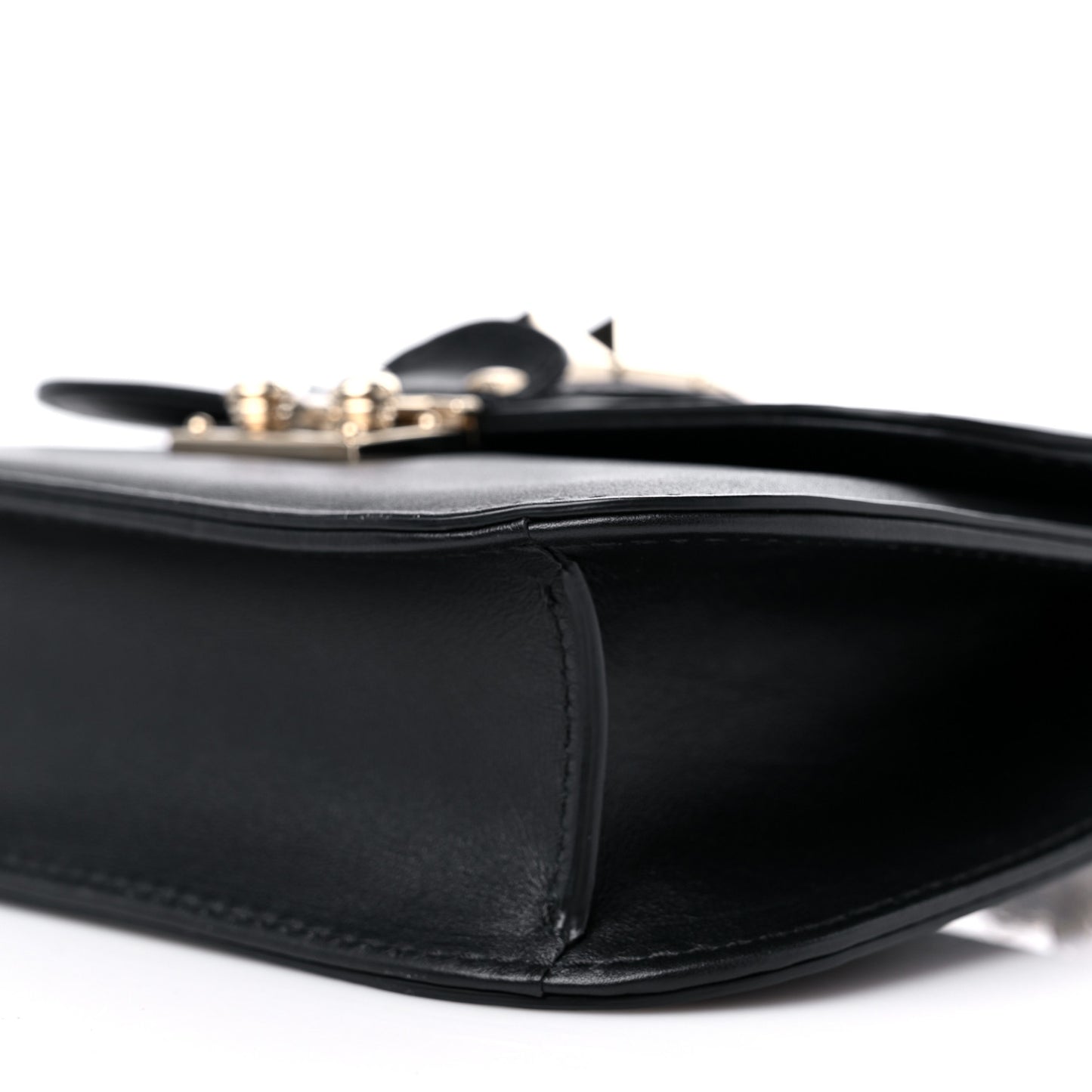 Vitello Small Glam Lock Rockstud Flap Black