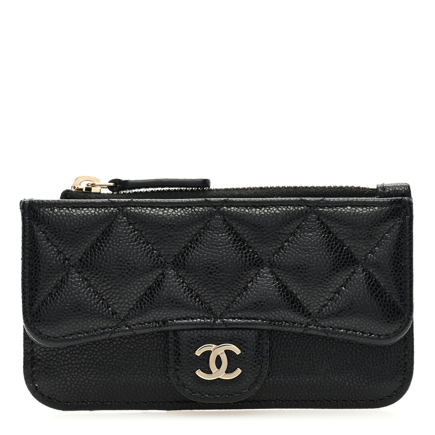 Chanel Caviar Quilted Flap Zip Card Holder Black 1 of 7