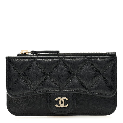 Chanel Caviar Quilted Flap Zip Card Holder Black 1 of 7