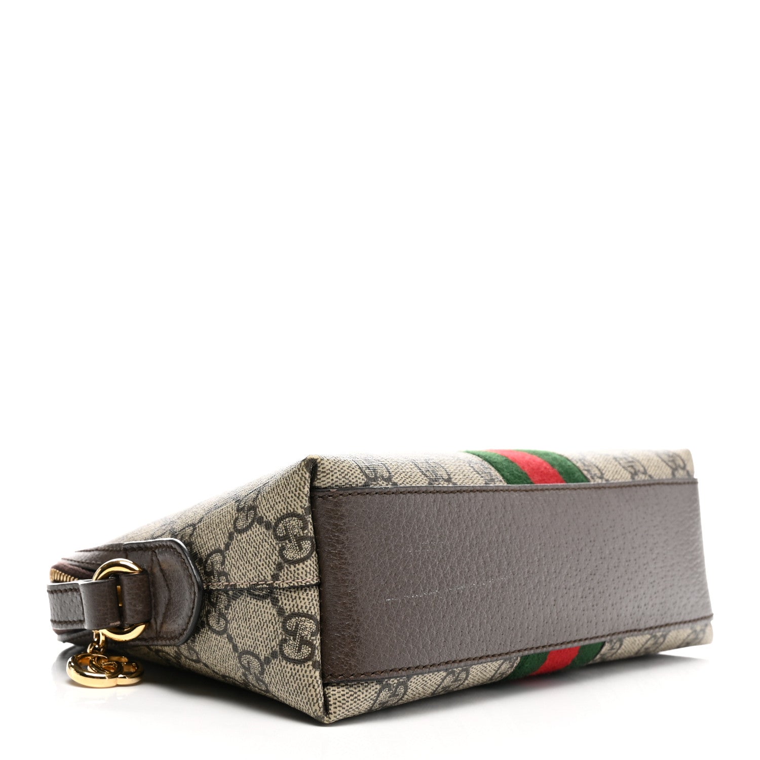 Gucci GG Supreme Monogram Textured Dollar Calfskin Web Small Ophidia Dome Shoulder Bag Beige Ebony New Acero 4 of 11