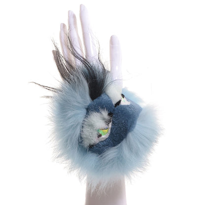 Fendi Fox Mink Rabbit Fur Maddie Monster Bag Bug Charm Light Blue 2 of 8