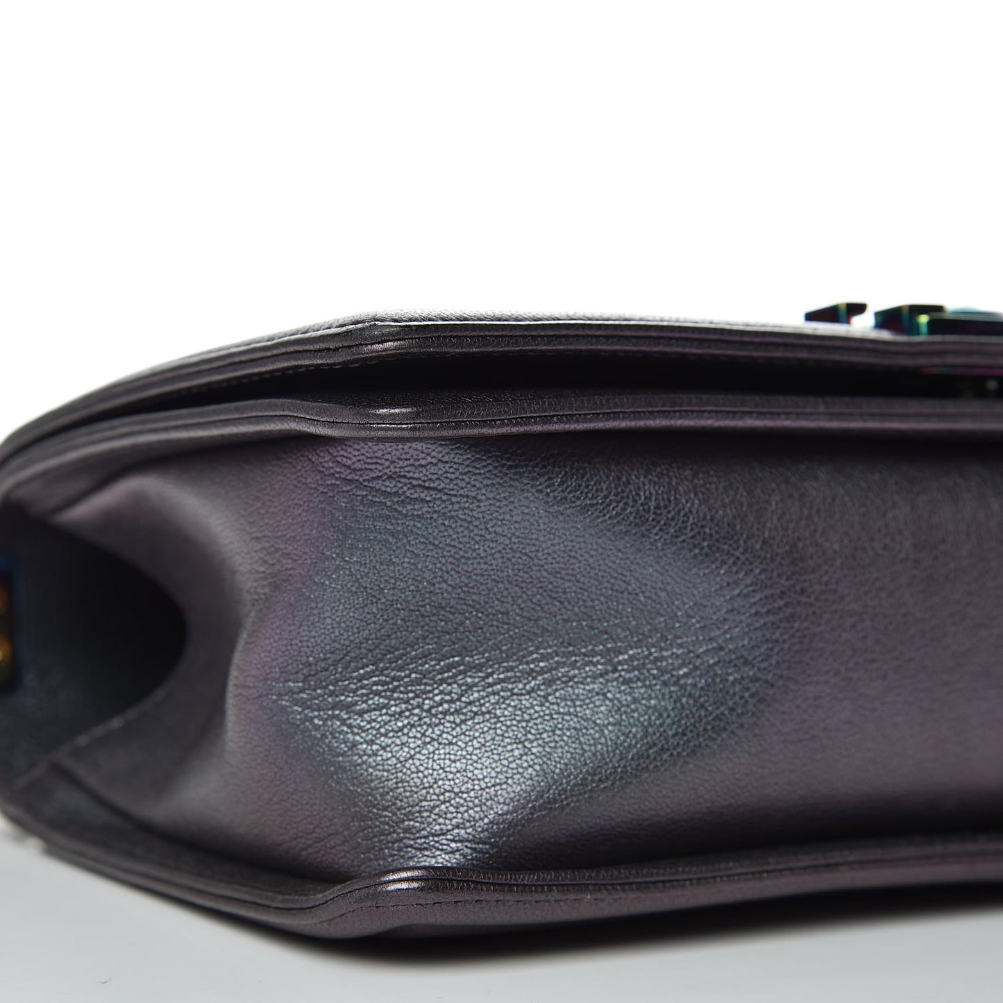 Iridescent Goatskin Quilted Medium Boy Flap Purple
