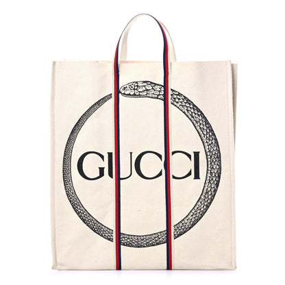 Gucci Cotton Ouroboros-print Vertical Tote Cream 1 of 11