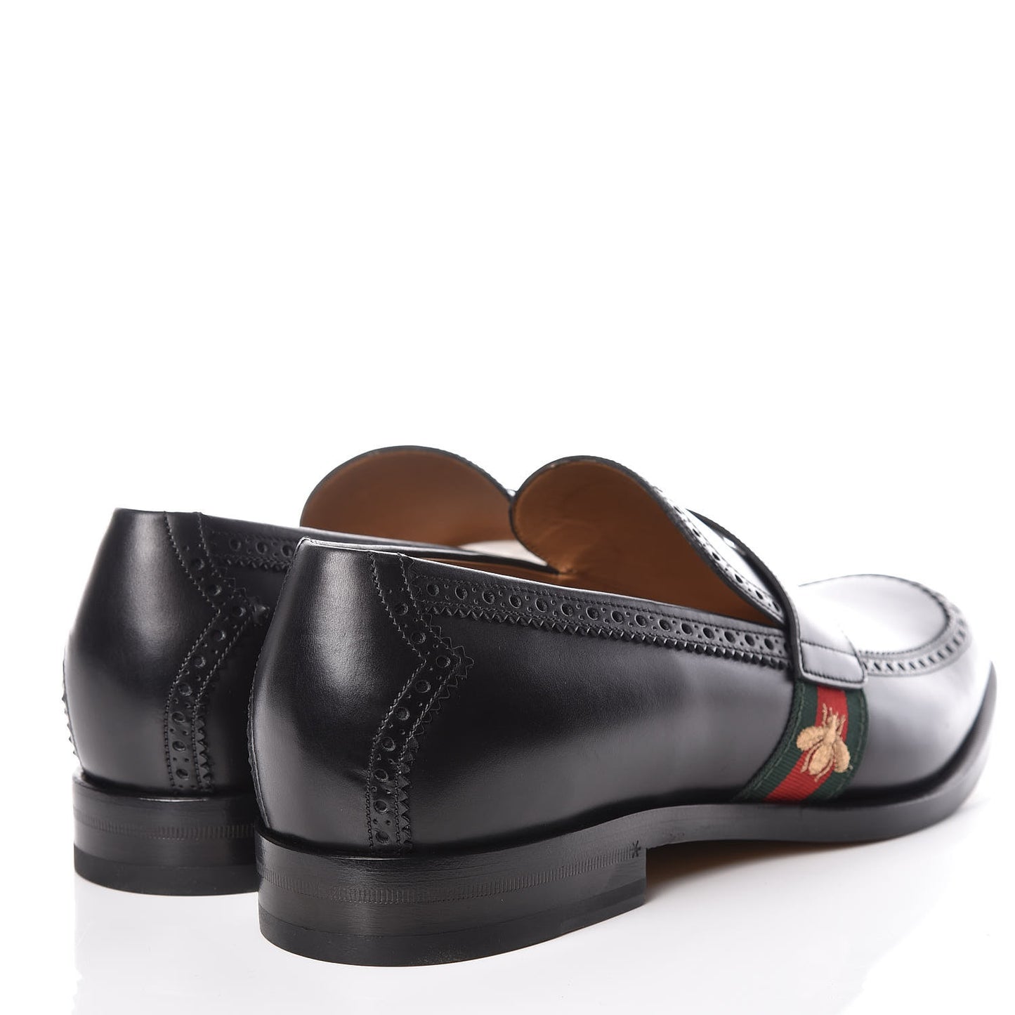 Calfskin Web Bee Mens Spirit Loafers 14.5 Black