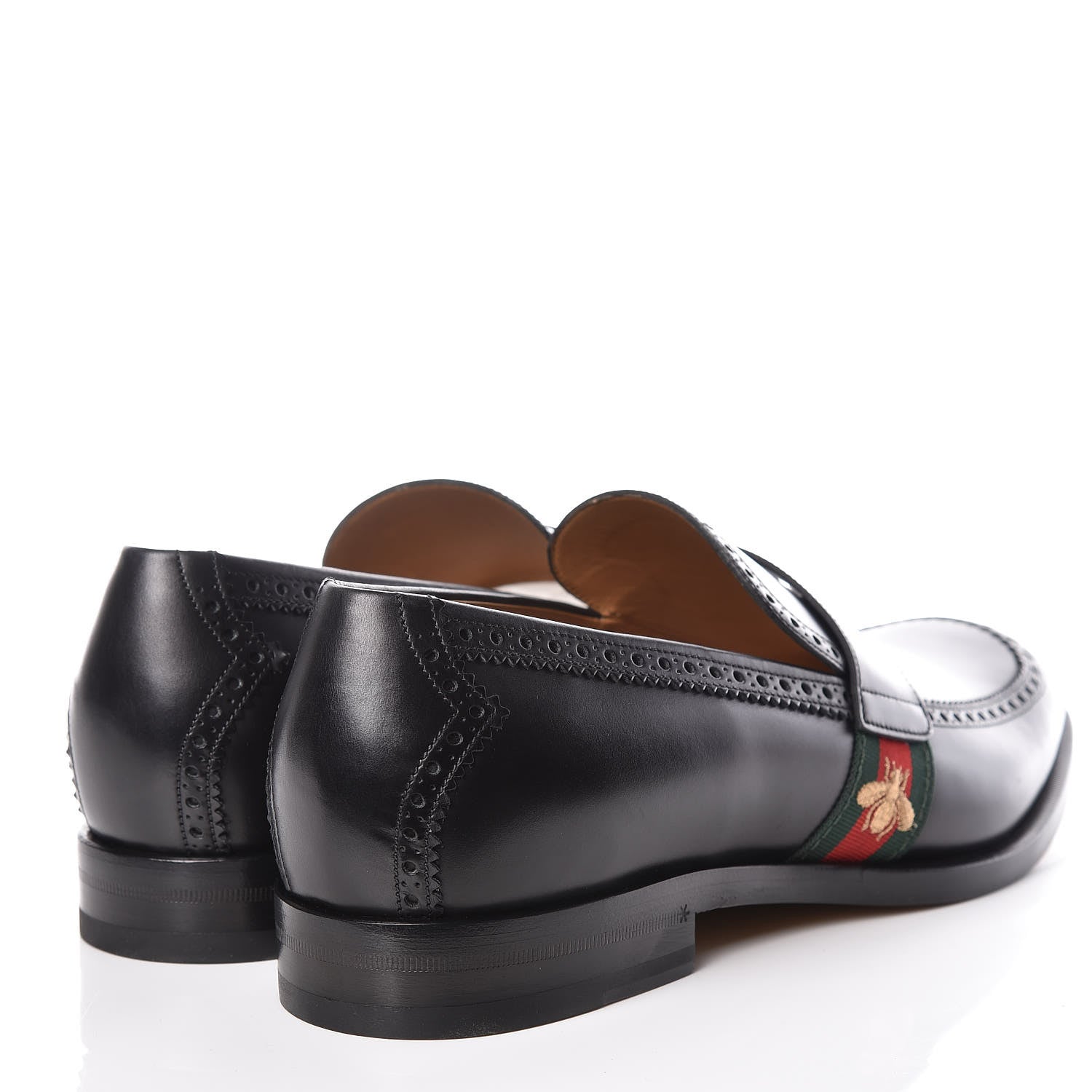 Gucci Calfskin Web Bee Mens Spirit Loafers 14.5 Black 4 of 10