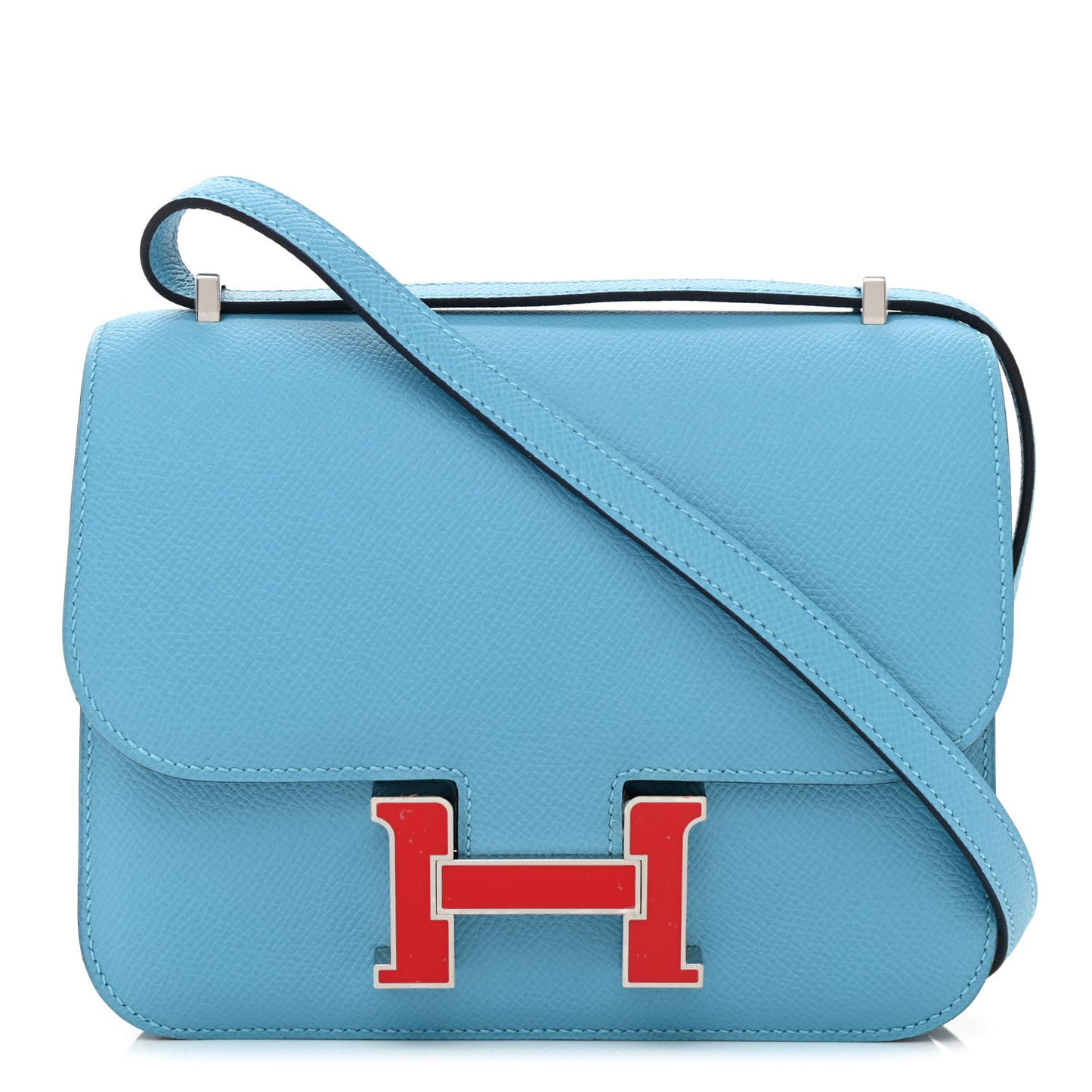 Epsom Enamel Constance 18 Bleu Du Nord Rouge De Coeur