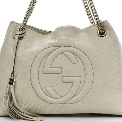 Gucci Pebbled Calfskin Medium Soho Chain Shoulder Bag Off White 13 of 19